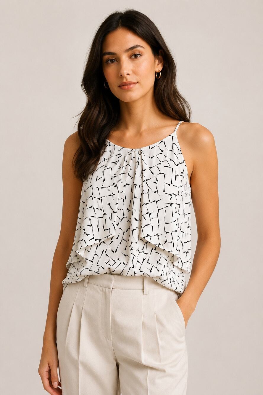 Banana Republic Abstract Print Sleeveless Layered Blouse Top XS